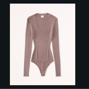 Abercrombie & Fitch Scoopneck Light Brown Sweater Bodysuit